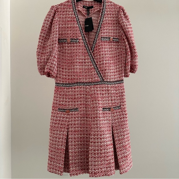 MAJE Renetia Tweed Puff-Sleeve Mini Dress - Picture 9 of 13